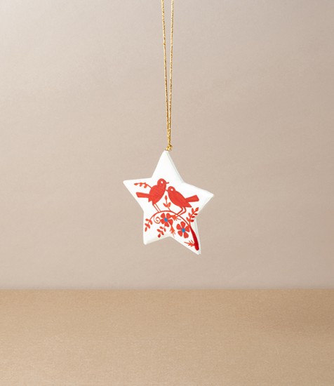 Hand painted Wooden Star with Birds