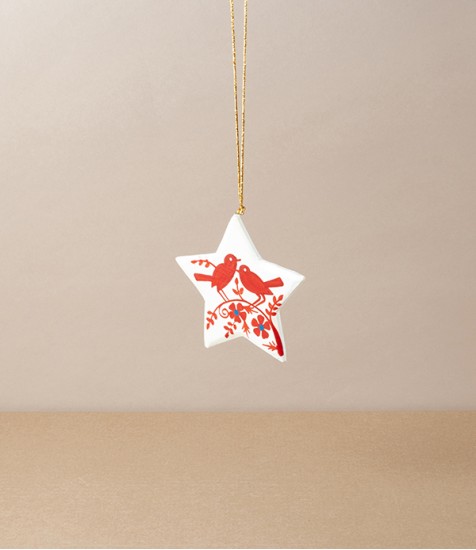 Hand painted Wooden Star with Birds