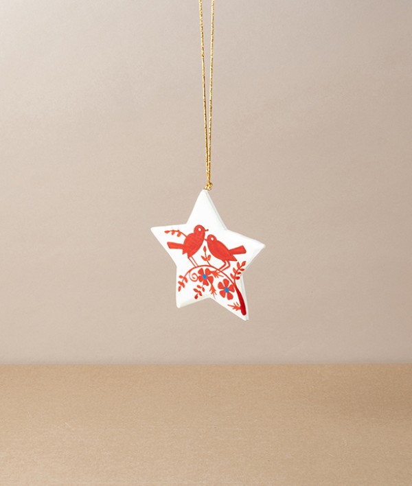 Hand painted Wooden Star with Birds