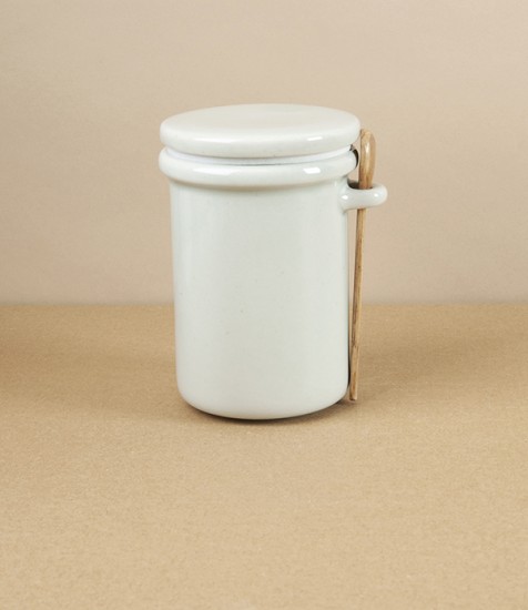 Stoneware Storage Jar with Wooden Spoon, Large, White