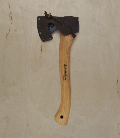 Hand forged trekking axe, hickory handle