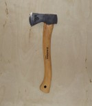 Hand forged trekking axe, hickory handle