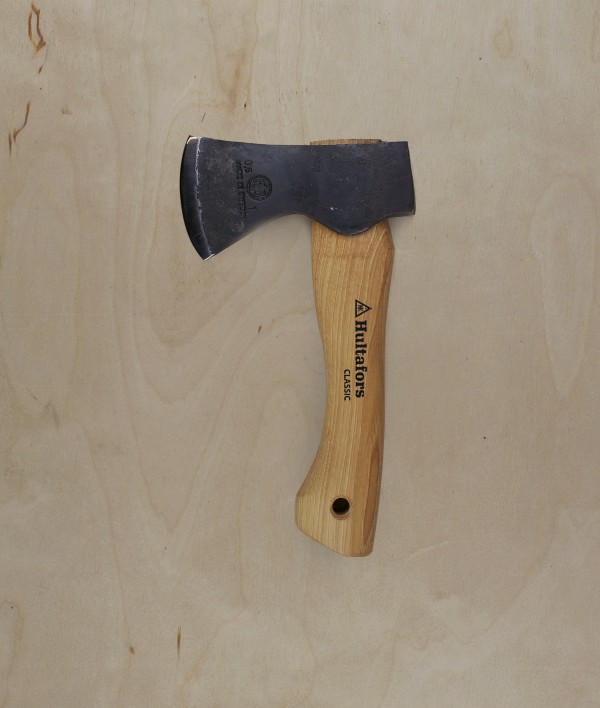 Hand forged mini hatchet, hickory handle