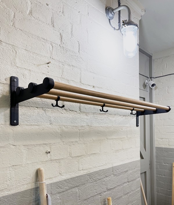 Swedish hallway rack, 3 bar, black and oak