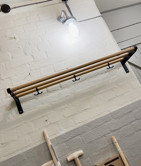 Swedish hallway rack, 3 bar, black and oak