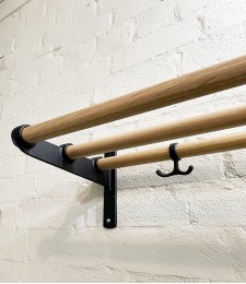 Swedish hallway rack, 3 bar, black and oak
