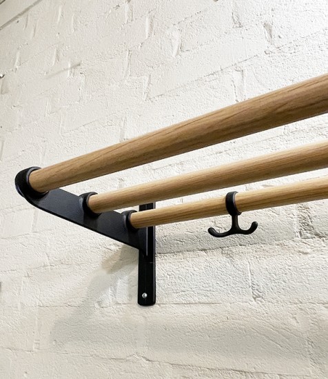Swedish hallway rack, 3 bar, black and oak
