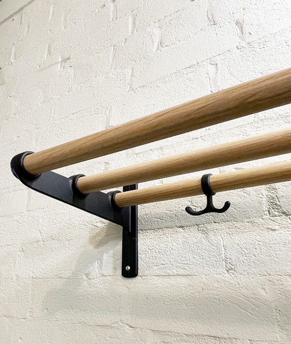 Swedish hallway rack, 3 bar, black and oak