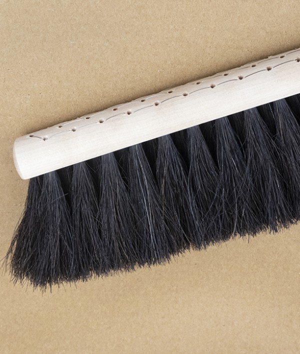 Swedish hand brush, horsehair, black handle