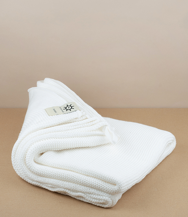 Knitted Organic Cotton Bath Towel, White