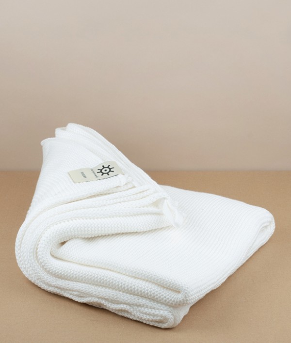 Knitted Organic Cotton Bath Towel, White
