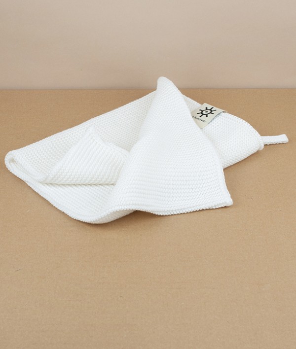 Knitted Organic Cotton Hand-Towel, White
