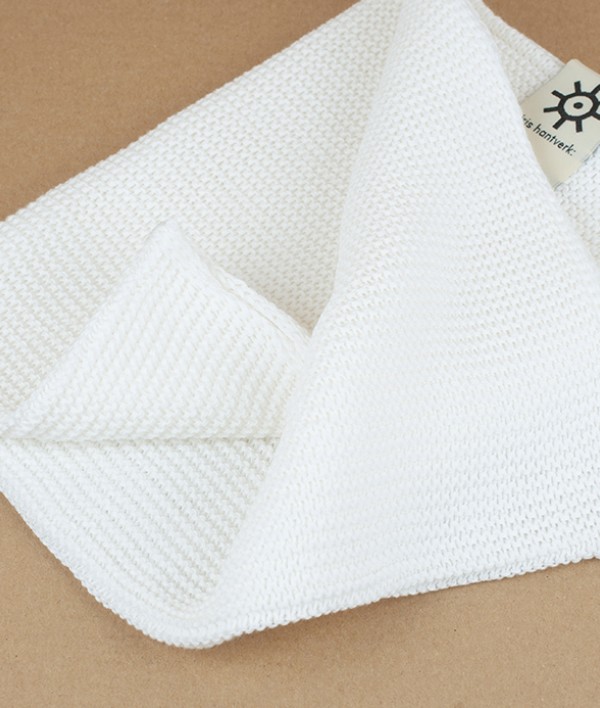 Knitted Organic Cotton Hand-Towel, White