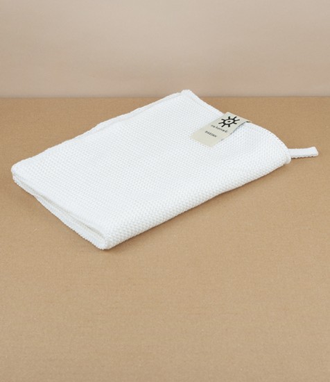 Knitted Organic Cotton Hand-Towel, White