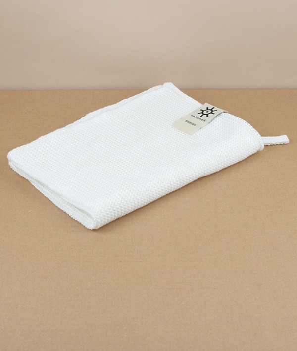 Knitted Organic Cotton Hand-Towel, White