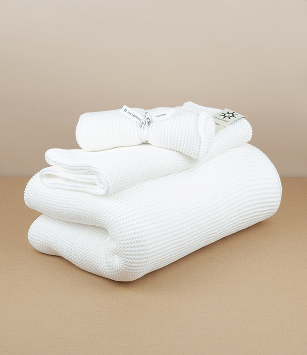 Knitted Organic Cotton Hand-Towel, White