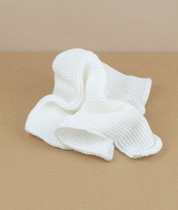 Knitted Organic Cotton Wash-Cloth, White