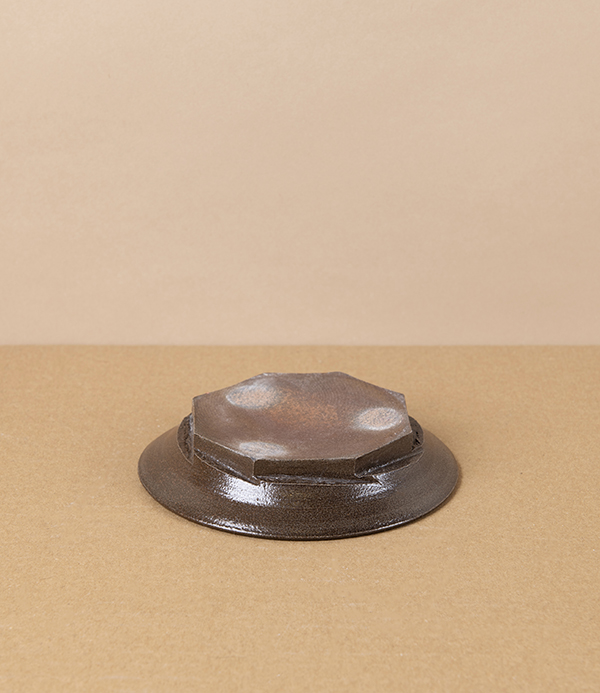 Hand-Thrown Faceted Candle or Incense Dish, Salt Glaze