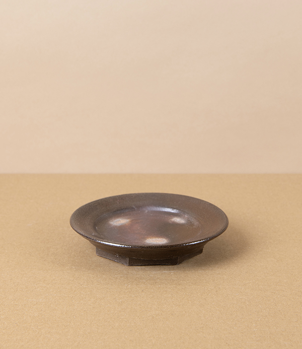 Hand-Thrown Faceted Candle or Incense Dish, Salt Glaze