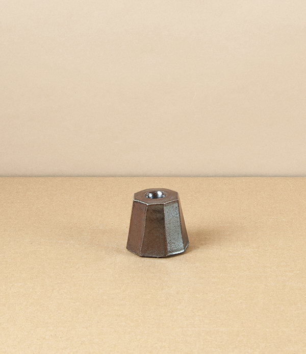 Hand-Thrown Faceted Candle Holder, Salt Glaze, Small