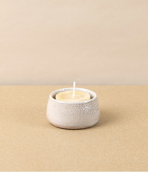 Hand-Thrown Tea Light Holder, Salt & Ash Glaze