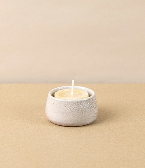 Hand-Thrown Tea Light Holder, Salt & Ash Glaze