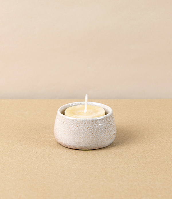 Hand-Thrown Tea Light Holder, Salt & Ash Glaze