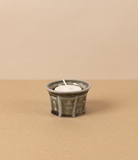Hand-Thrown Faceted Candle Holder, Salt Glaze, Tea Light & Votive