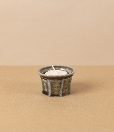 Hand-Thrown Faceted Candle Holder, Salt Glaze, Tea Light & Votive