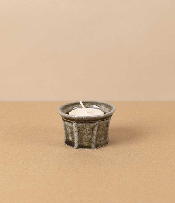 Hand-Thrown Faceted Candle Holder, Salt Glaze, Tea Light & Votive