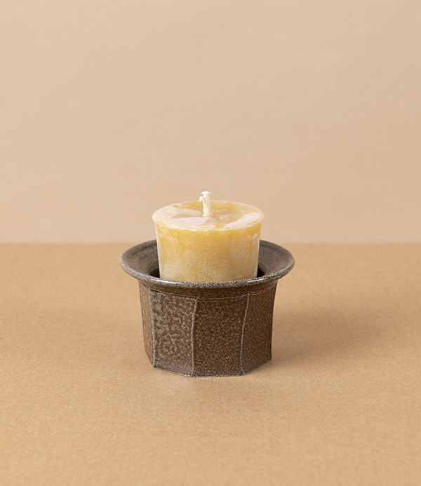 Hand-Thrown Faceted Candle Holder, Salt Glaze, Tea Light & Votive