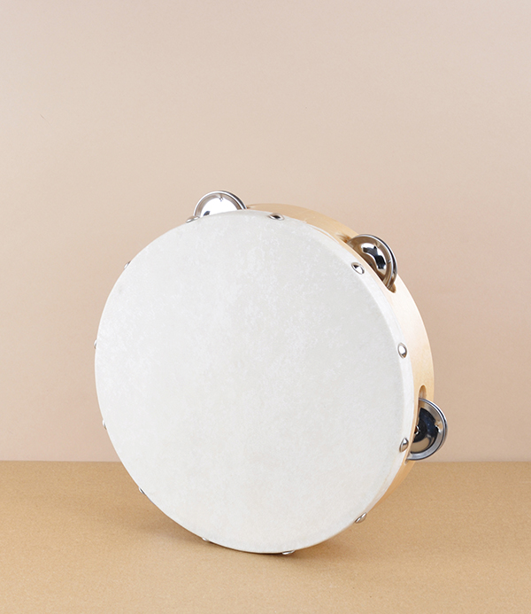Birch ply and natural hide tambourine, 8"