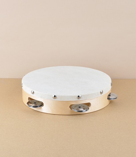 Birch ply and natural hide tambourine, 8"