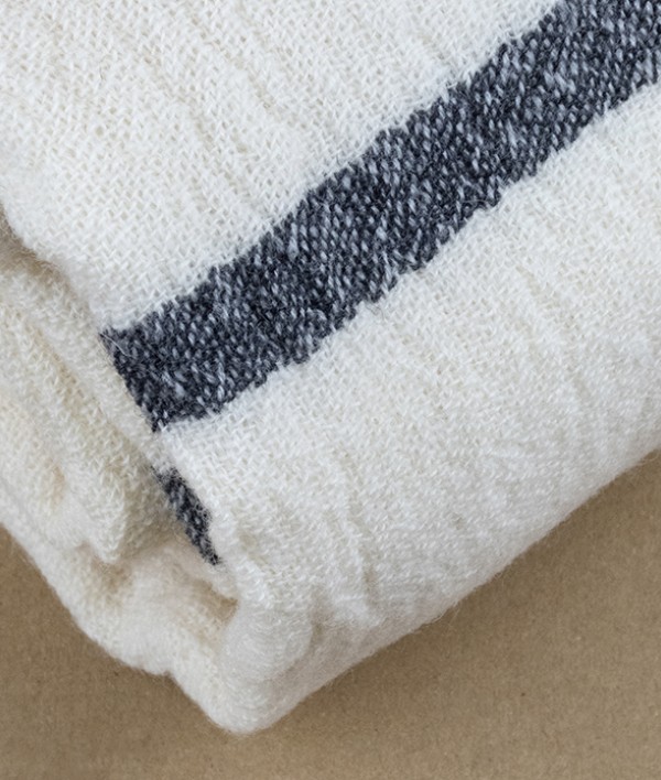 Finnish Merino & New Wool Blanket, with Stripe
