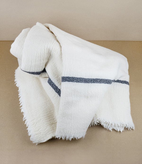 Finnish Merino & New Wool Blanket, with Stripe