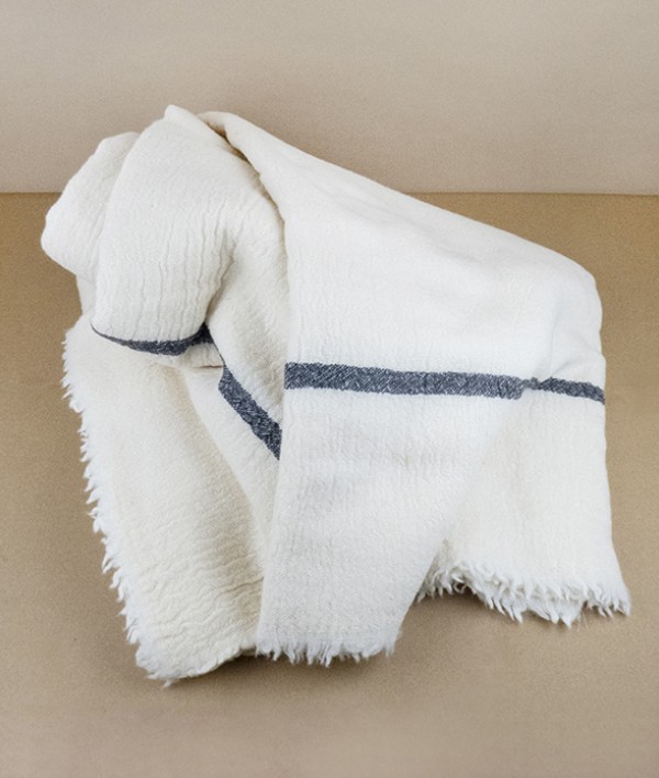 Finnish Merino & New Wool Blanket, with Stripe