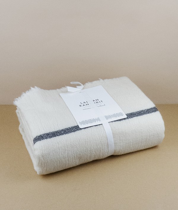Finnish Merino & New Wool Blanket, with Stripe