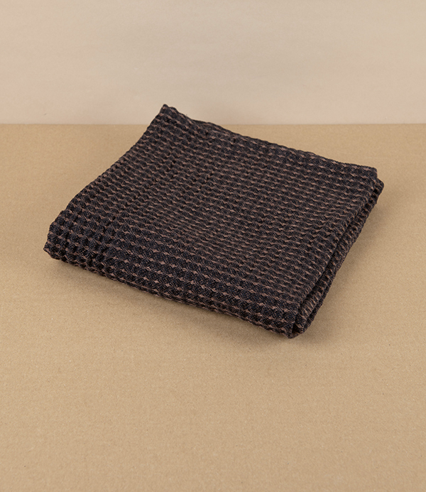 Finnish Linen & Tencel Kitchen Towel, Black & Brown