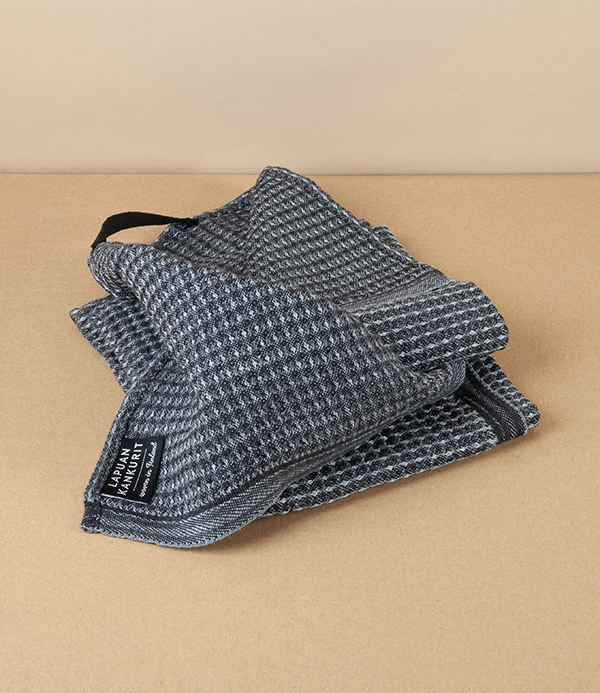 Finnish Linen & Tencel Kitchen Towel, Black & Grey