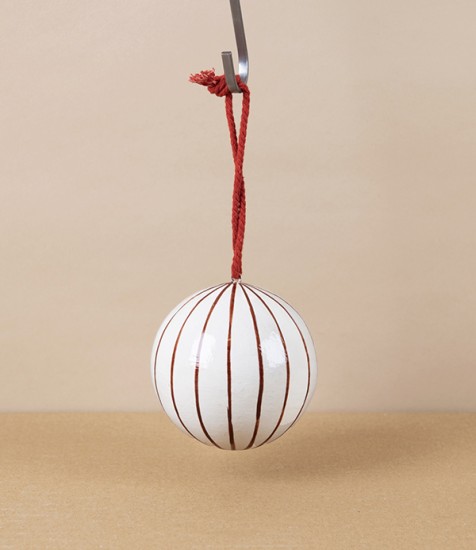 Hand Made Paper Mâché Bauble, Fine Stripes, 7cm
