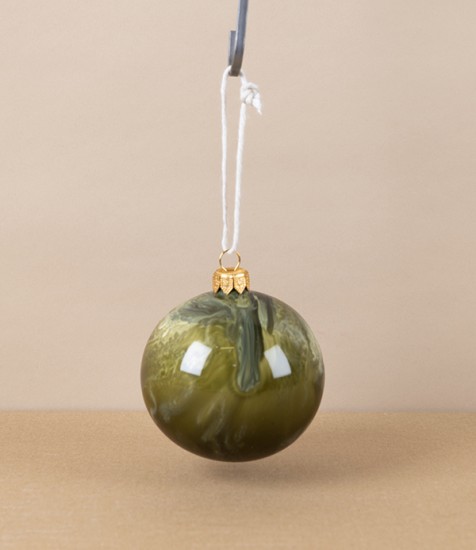 Mouth-Blown Molten Glass Bauble, Agate, 8cm
