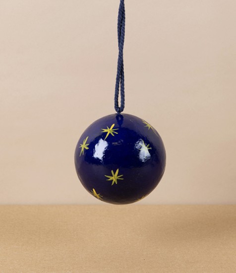 Hand Made Paper Mâché Bauble, Night Sky, 7cm