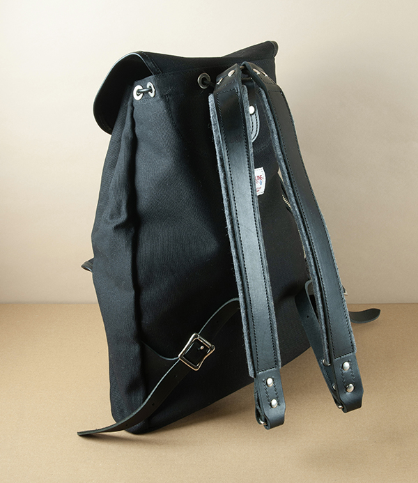 Threadline Heavy Canvas & Leather Rucksack, Black