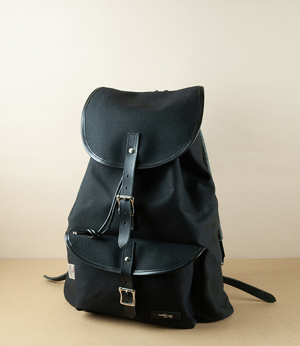 Threadline Heavy Canvas & Leather Rucksack, Black