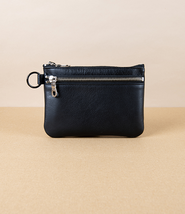 Threadline Japanese Soft Leather Zippered Pouch