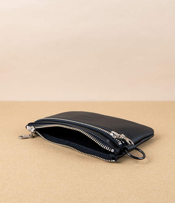 Threadline Japanese Soft Leather Zippered Pouch