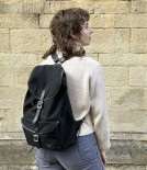 Threadline Heavy Canvas & Leather Rucksack, Black
