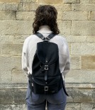 Threadline Heavy Canvas & Leather Rucksack, Black