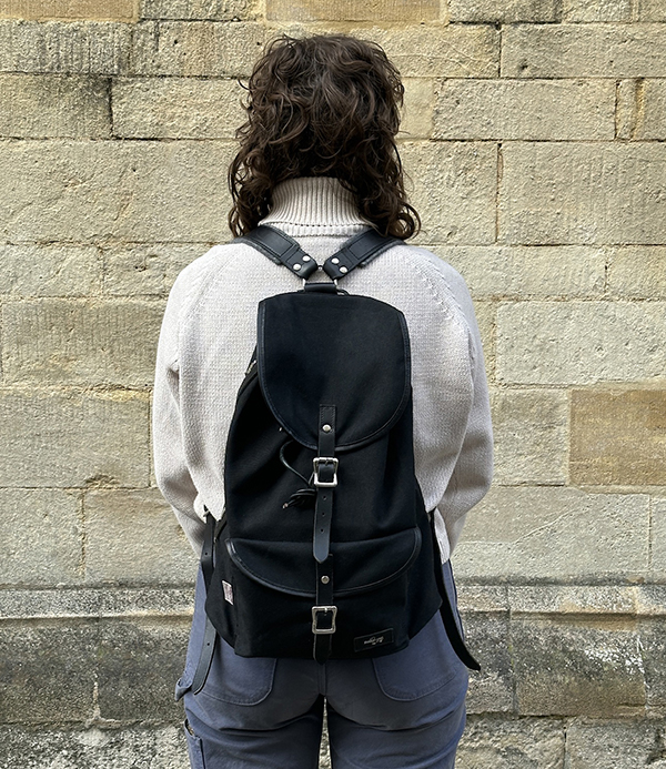 Threadline Heavy Canvas & Leather Rucksack, Black