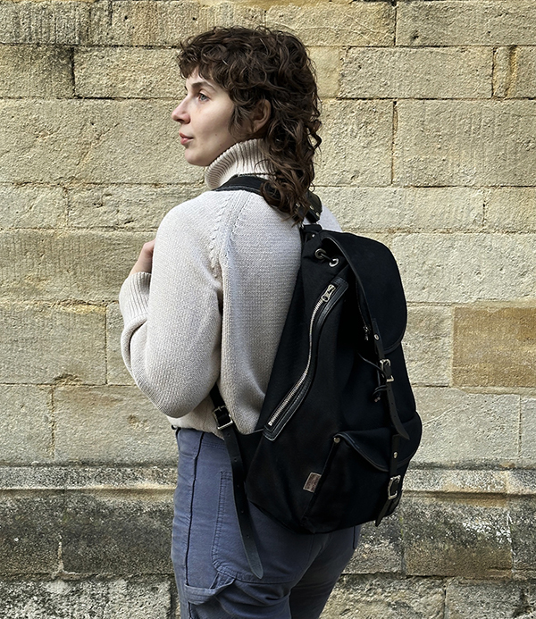 Threadline Heavy Canvas & Leather Rucksack, Black